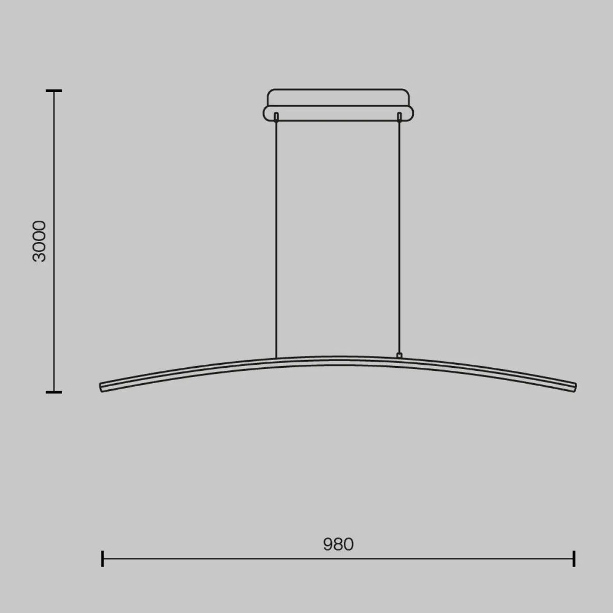 Suspension LED linéaire ondulée noire de 98 cm, 3000 ou 4000 K