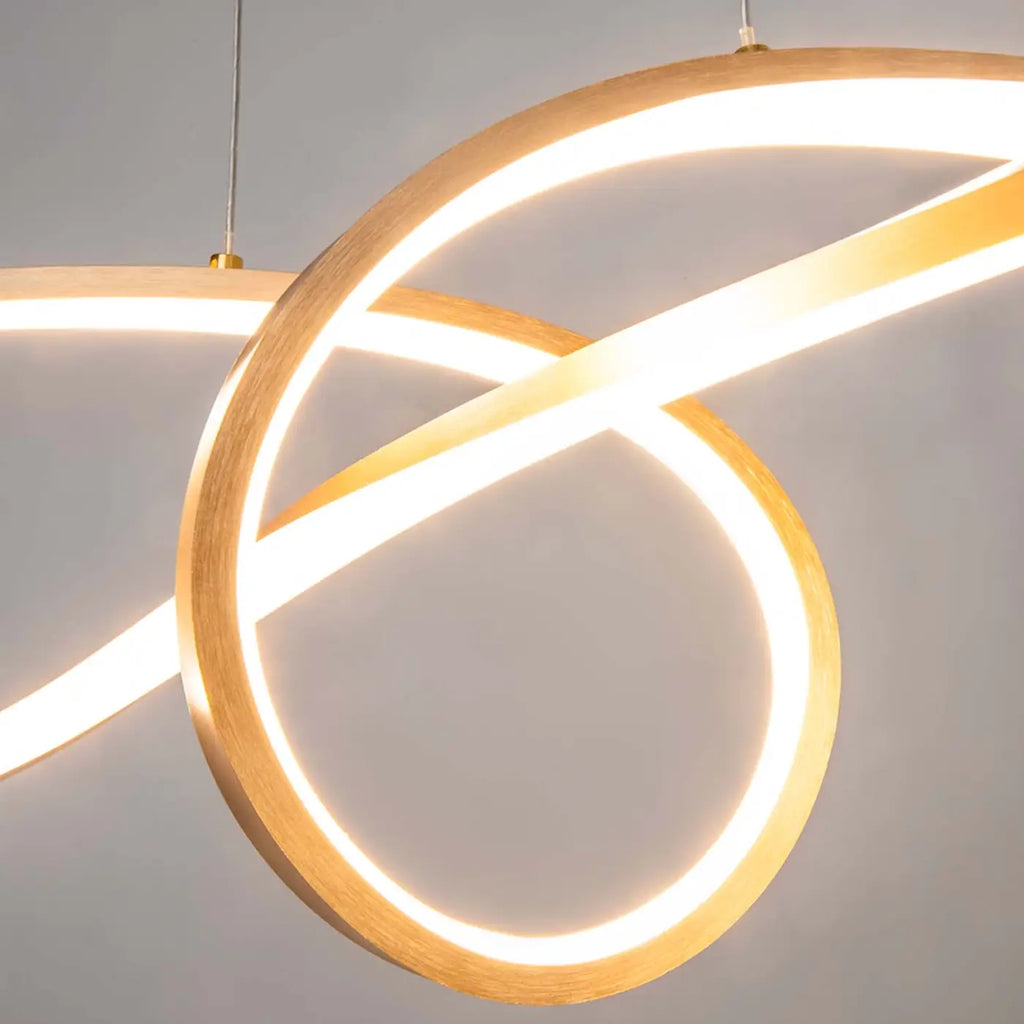 Suspension LED en boucle nouée, aluminium noir ou doré, 92 cm