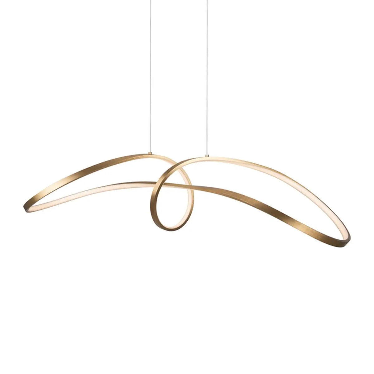 Suspension LED en boucle nouée, aluminium noir ou doré, 92 cm