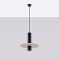 Suspension tube en acier noir et disque de feutre, GU10, beige/noir