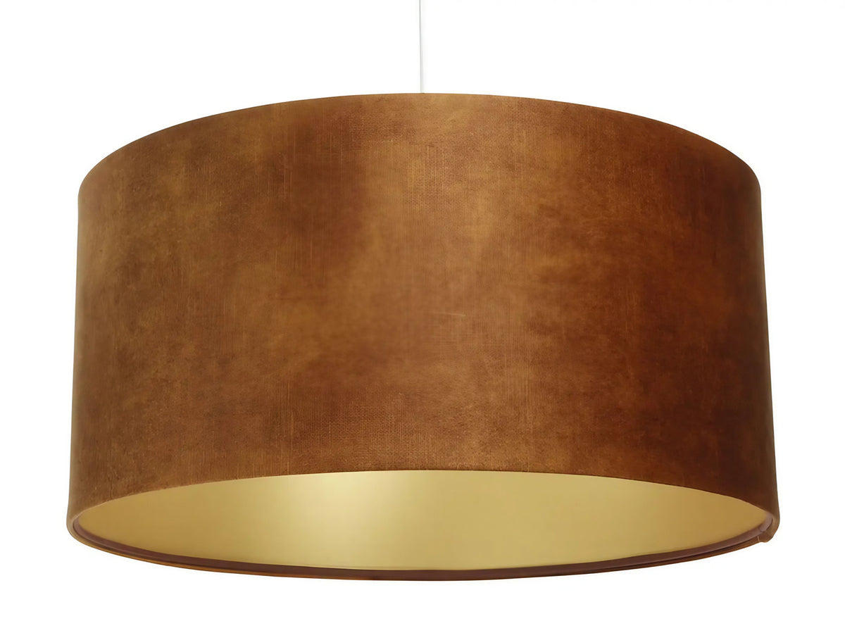 Suspension cylindrique caramel à intérieur doré, 40 à 60 cm