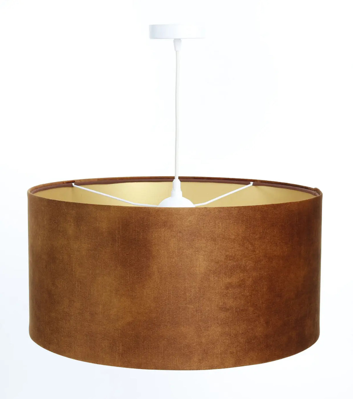 Suspension cylindrique caramel à intérieur doré, 40 à 60 cm