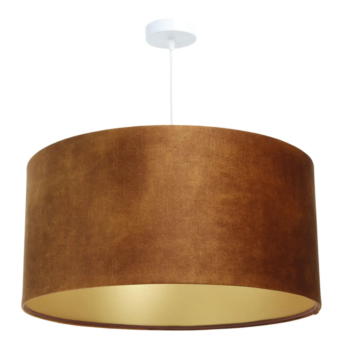 Suspension cylindrique caramel à intérieur doré, 40 à 60 cm