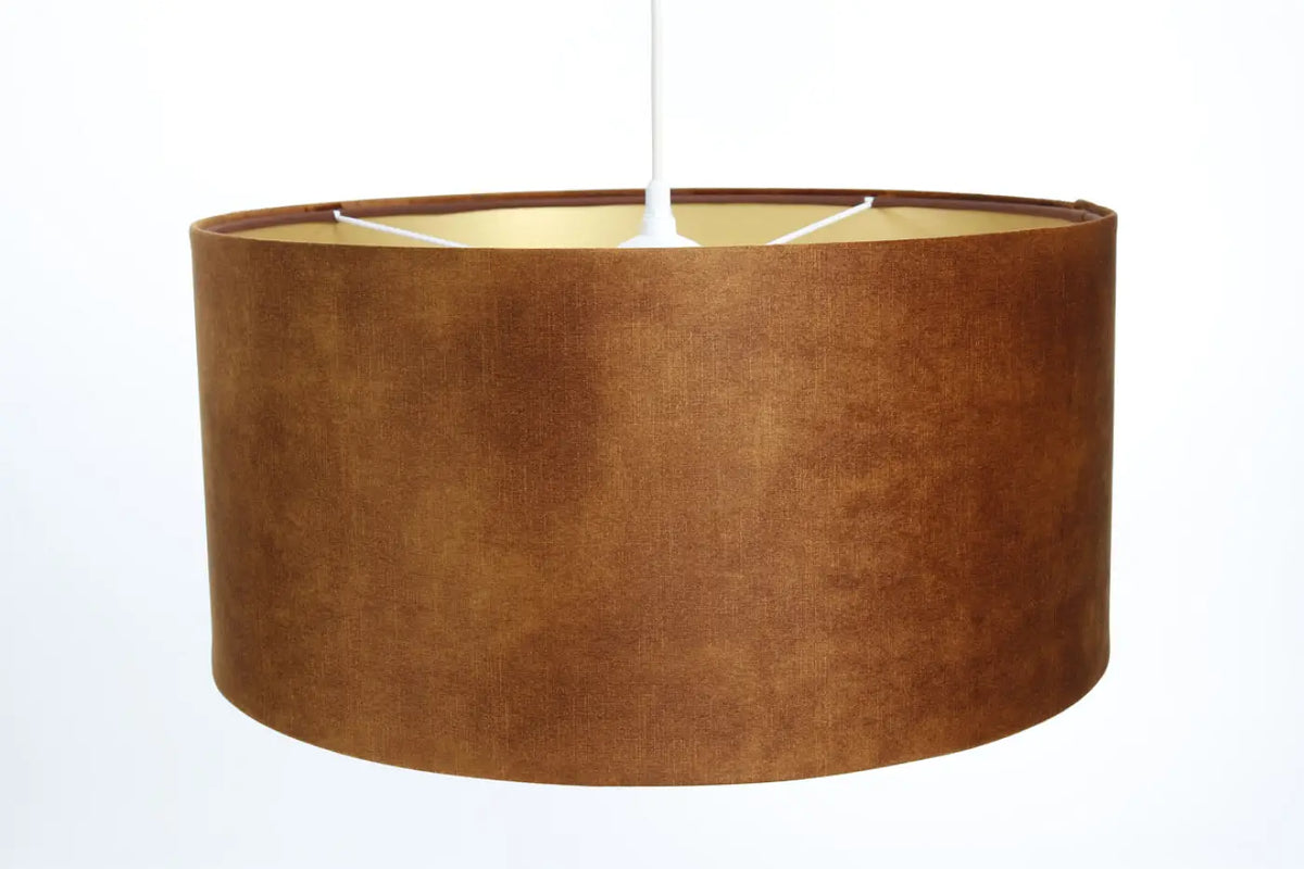 Suspension cylindrique caramel à intérieur doré, 40 à 60 cm