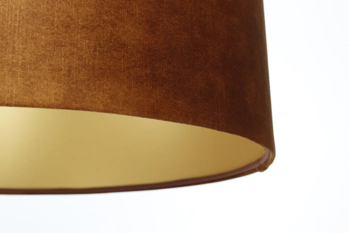 Suspension cylindrique caramel à intérieur doré, 40 à 60 cm