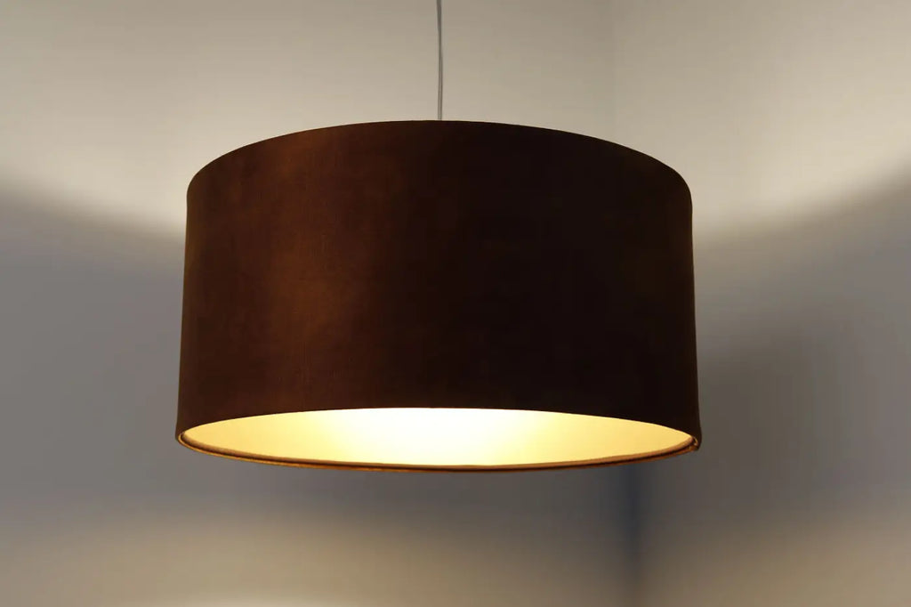Suspension cylindrique caramel à intérieur doré, 40 à 60 cm