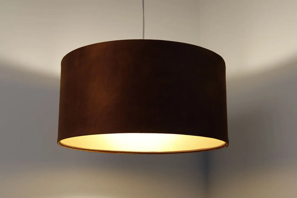 Suspension cylindrique caramel à intérieur doré, 40 à 60 cm