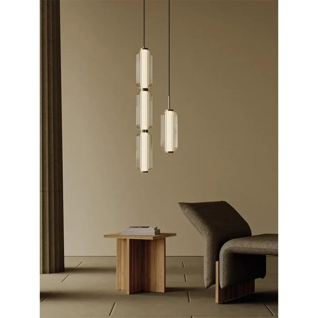 Suspension cylindre en verre, noire ou dorée, tailles S, M et L, noir