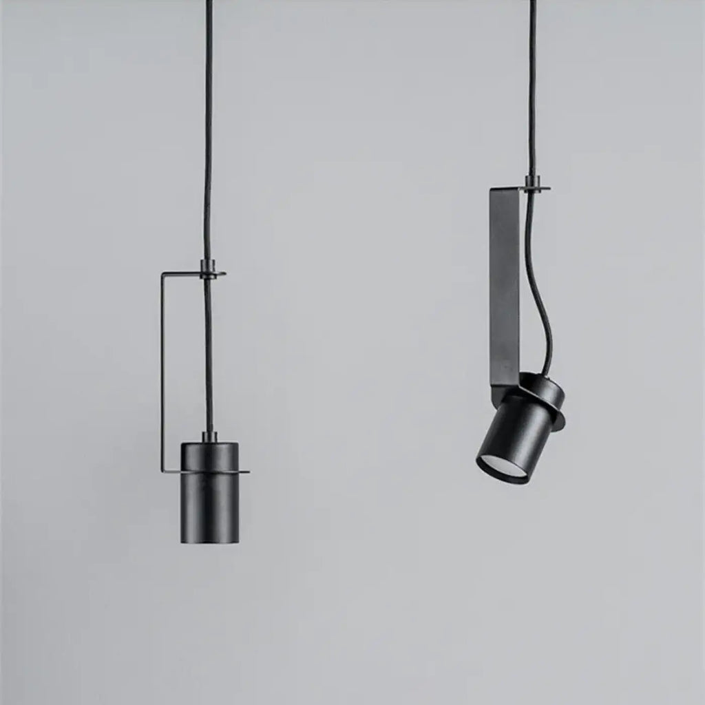 Suspension cylindre noir minimaliste, version plate ou oblique