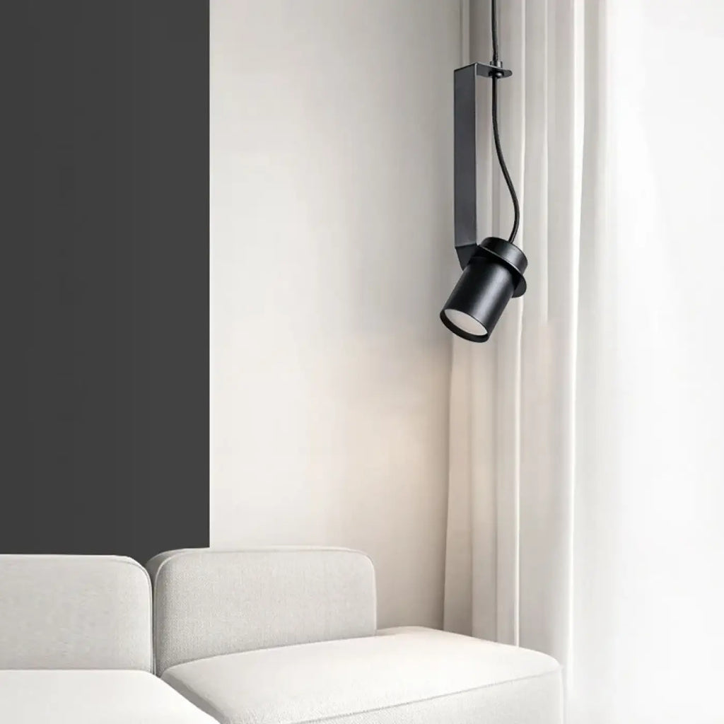 Suspension cylindre noir minimaliste, version plate ou oblique