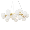 Lustre rond à 25 globes en verre teinté, 69 cm, quatre coloris, blanc
