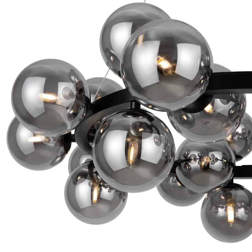 Lustre rond à 25 globes en verre teinté, 69 cm, quatre coloris