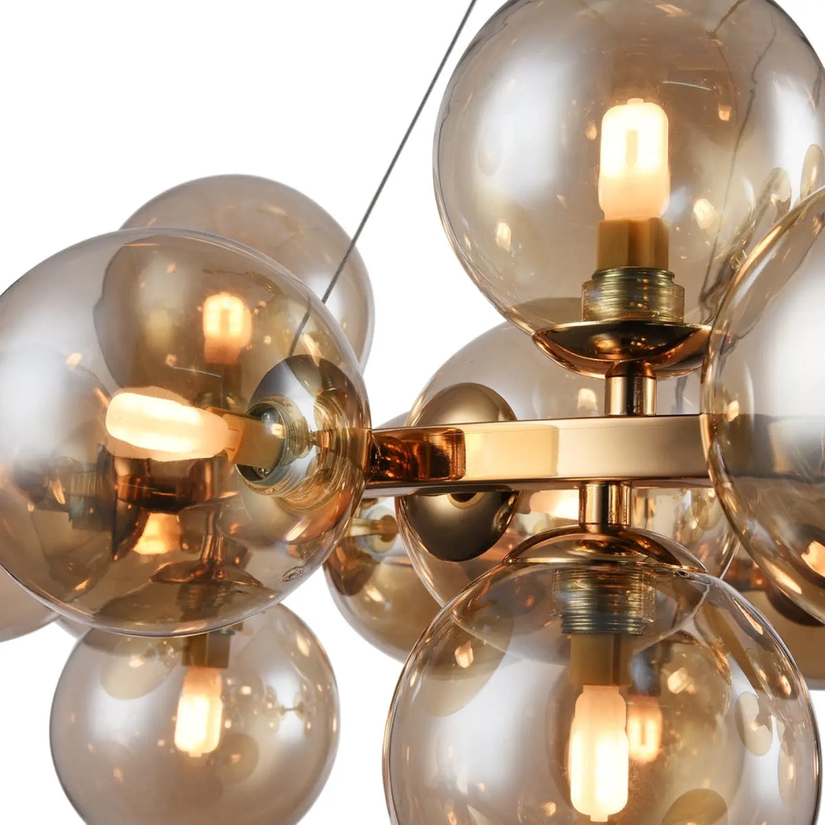 Lustre rond à 25 globes en verre teinté, 69 cm, quatre coloris