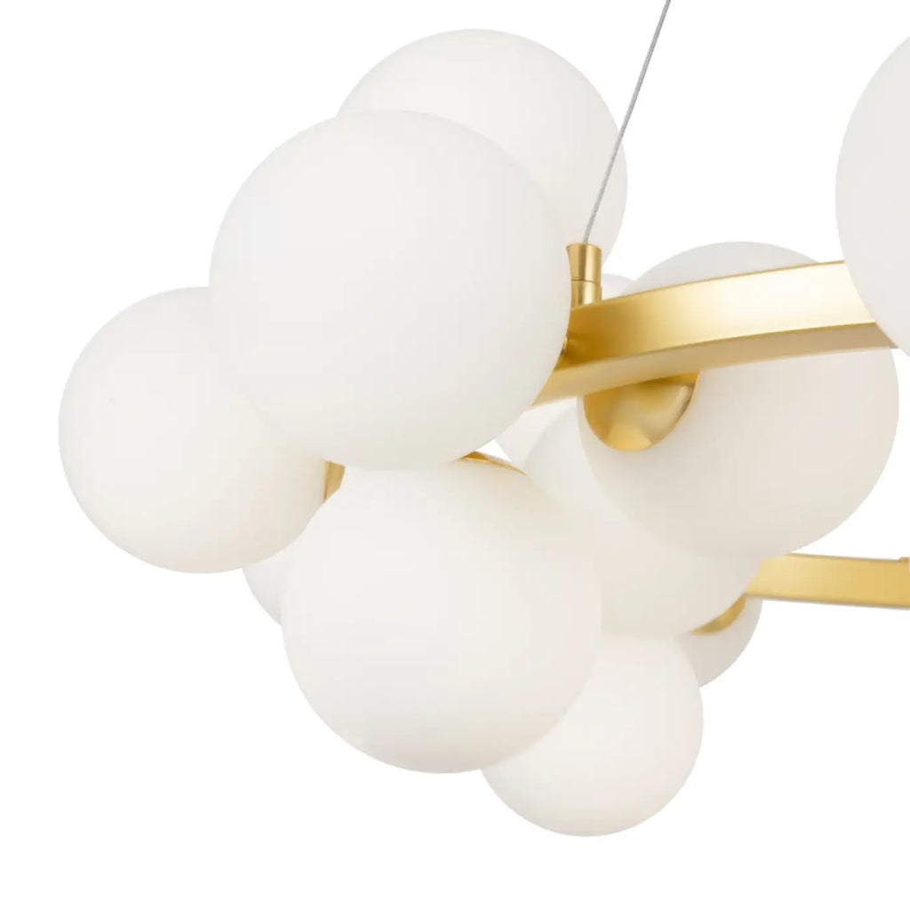 Lustre rond à 25 globes en verre teinté, 69 cm, quatre coloris