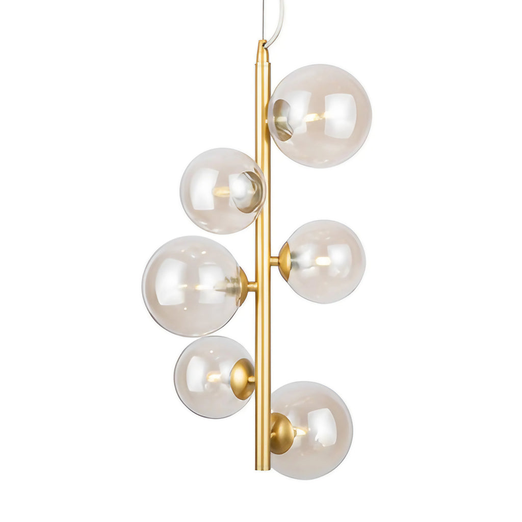 Suspension grappe de six globes en verre, 29 cm, quatre coloris