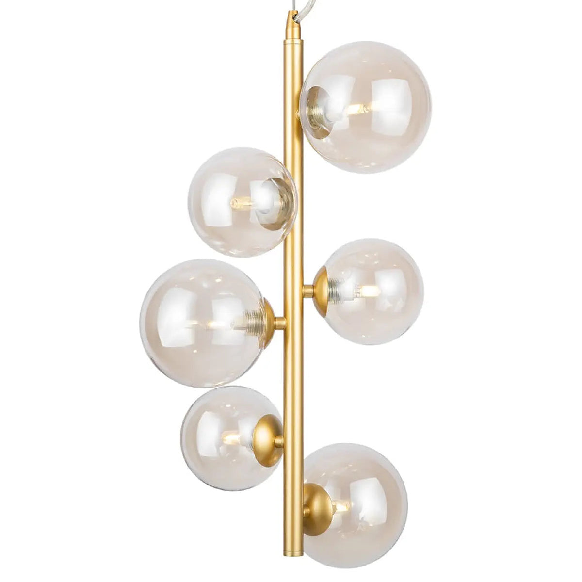 Suspension grappe de six globes en verre, 29 cm, quatre coloris