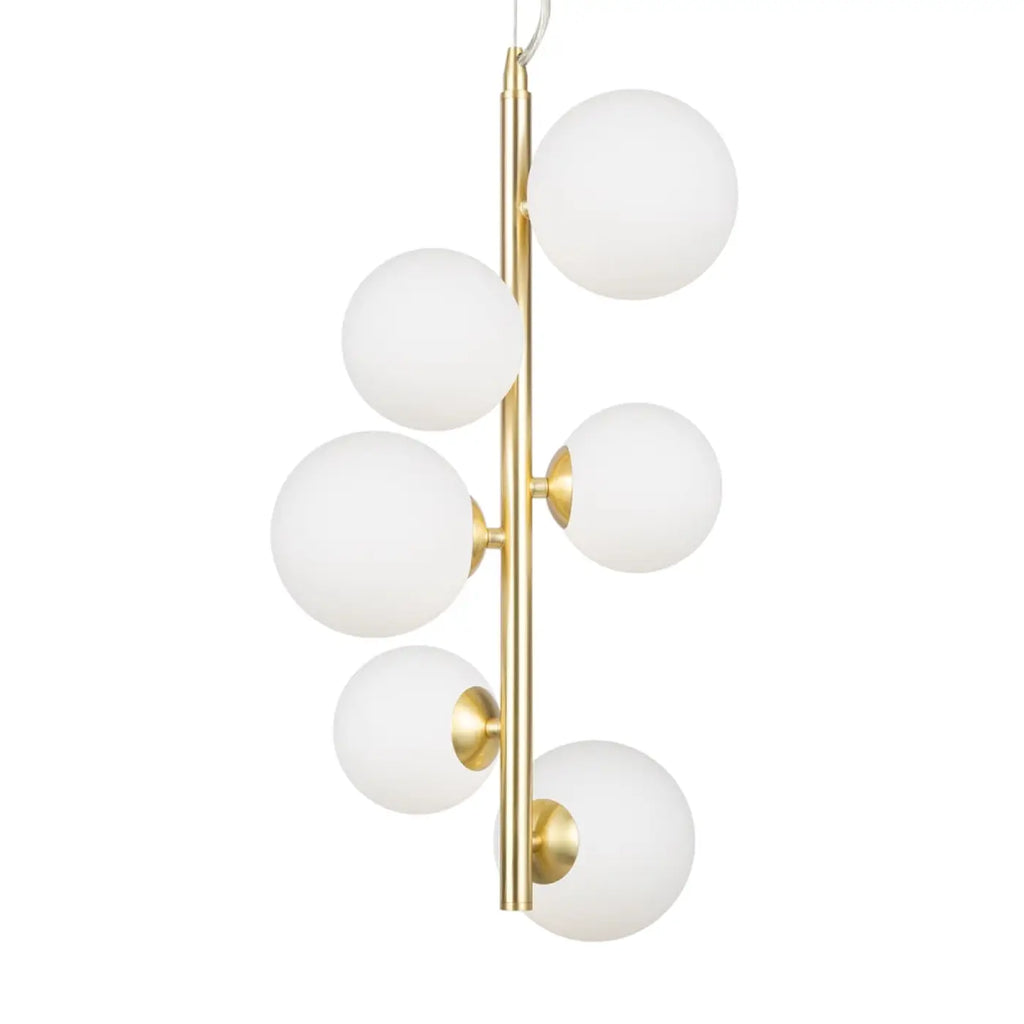 Suspension grappe de six globes en verre, 29 cm, quatre coloris