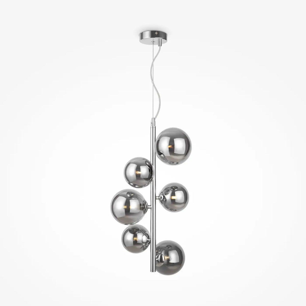 Suspension grappe de six globes en verre, 29 cm, quatre coloris