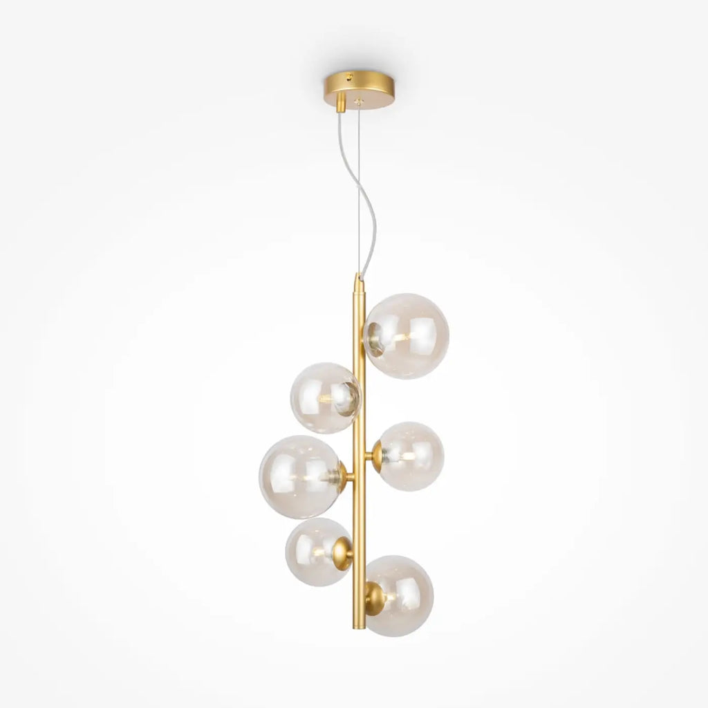 Suspension grappe de six globes en verre, 29 cm, quatre coloris