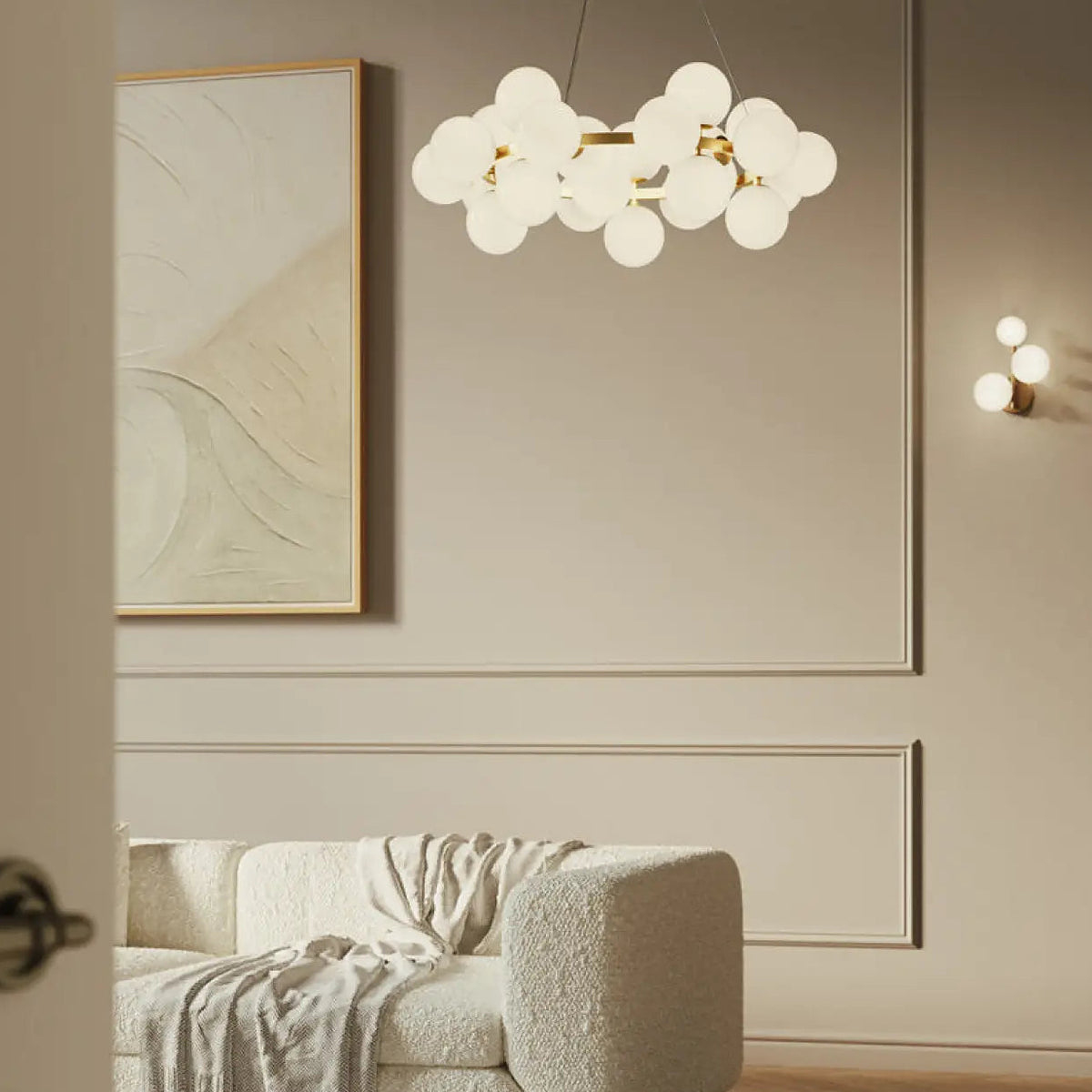 Lustre couronne à onze globes en verre, 67 cm, quatre coloris