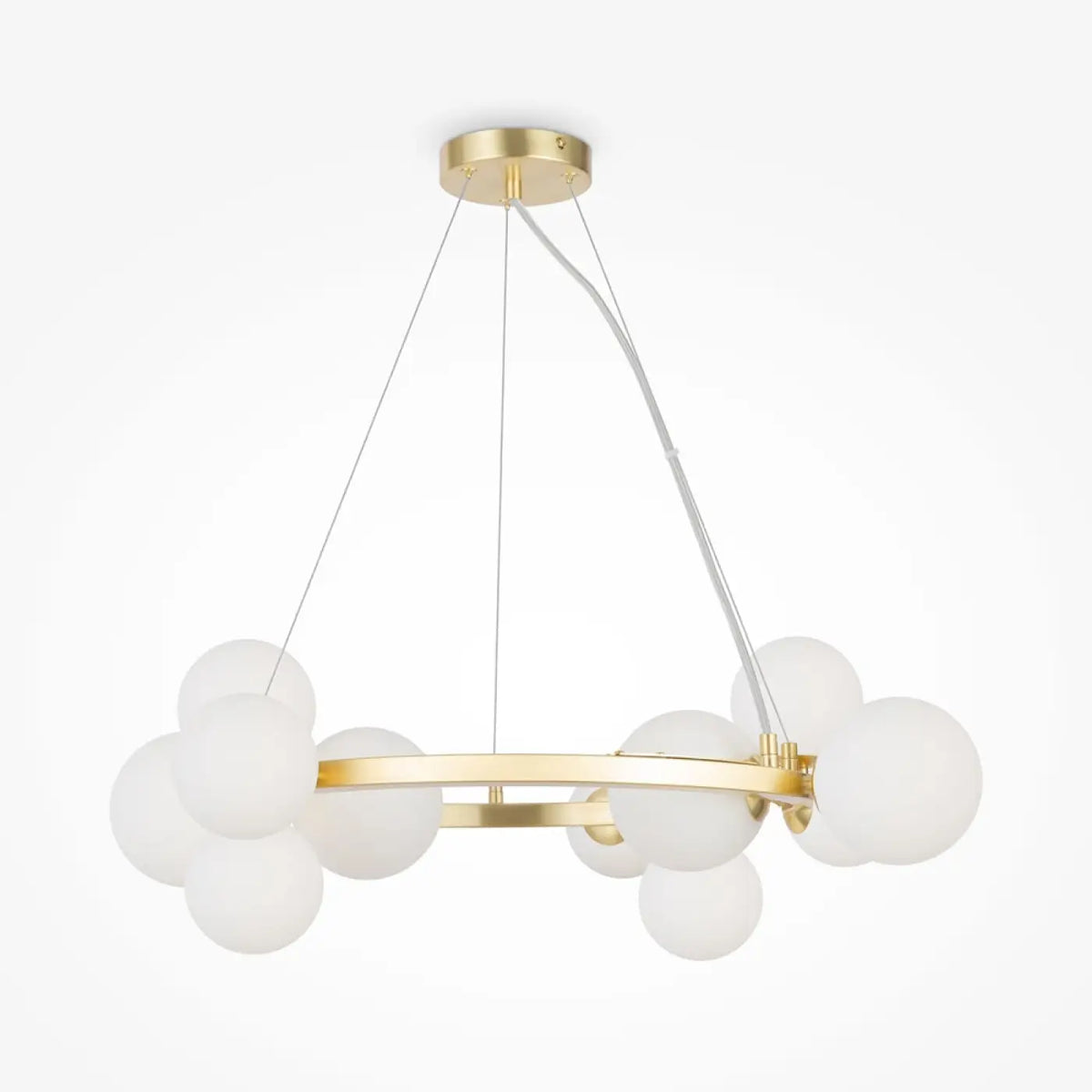 Lustre couronne à onze globes en verre, 67 cm, quatre coloris, doré