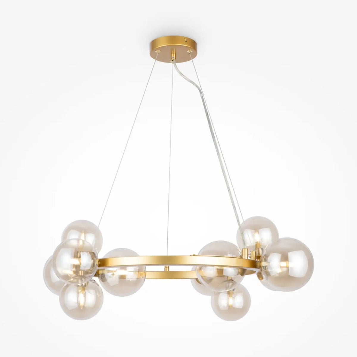 Lustre couronne à onze globes en verre, 67 cm, quatre coloris, or