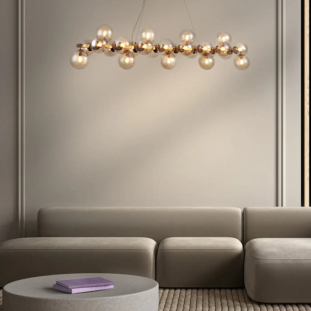 Lustre couronne à onze globes en verre, 67 cm, quatre coloris