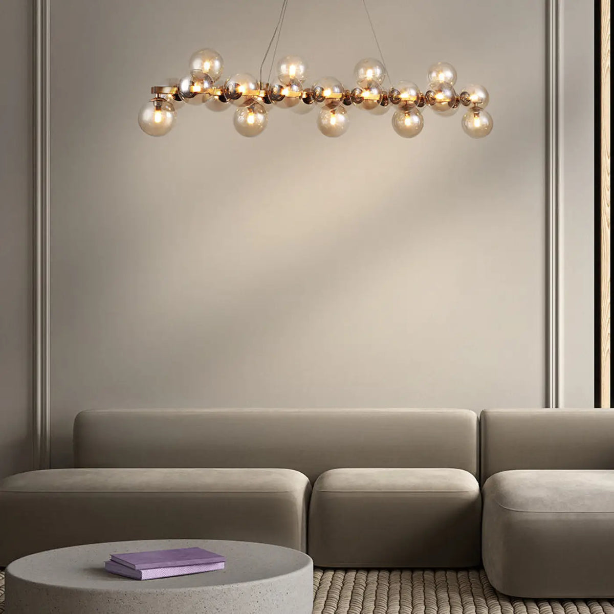 Lustre couronne à onze globes en verre, 67 cm, quatre coloris