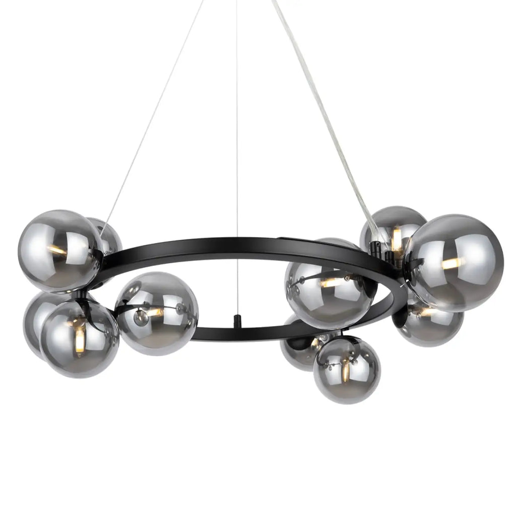 Lustre couronne à onze globes en verre, 67 cm, quatre coloris
