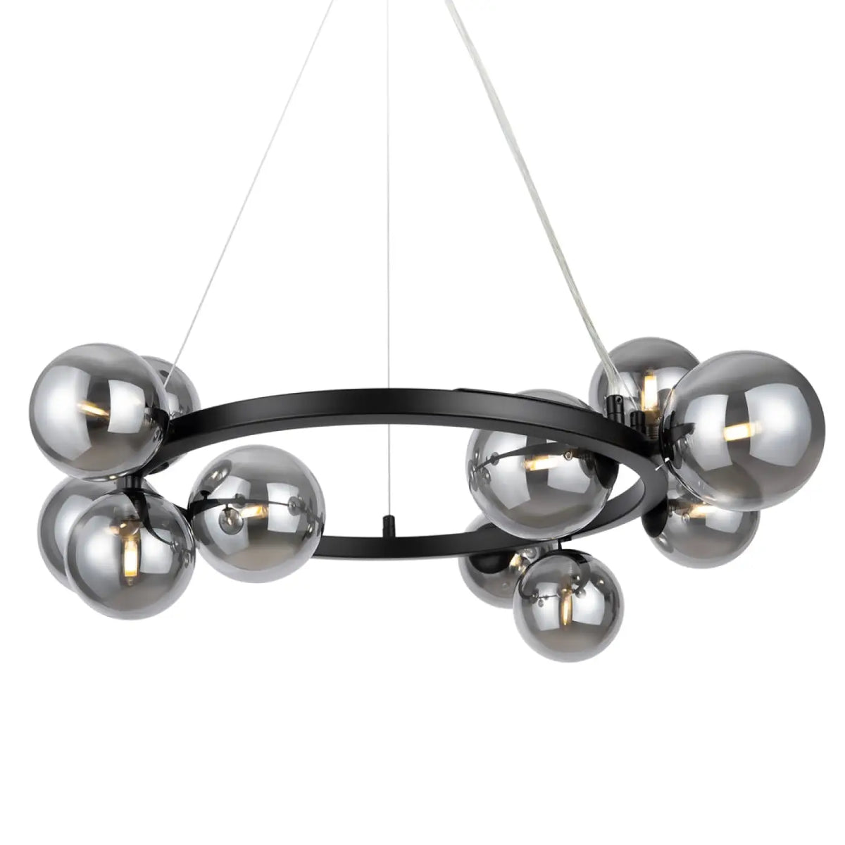 Lustre couronne à onze globes en verre, 67 cm, quatre coloris