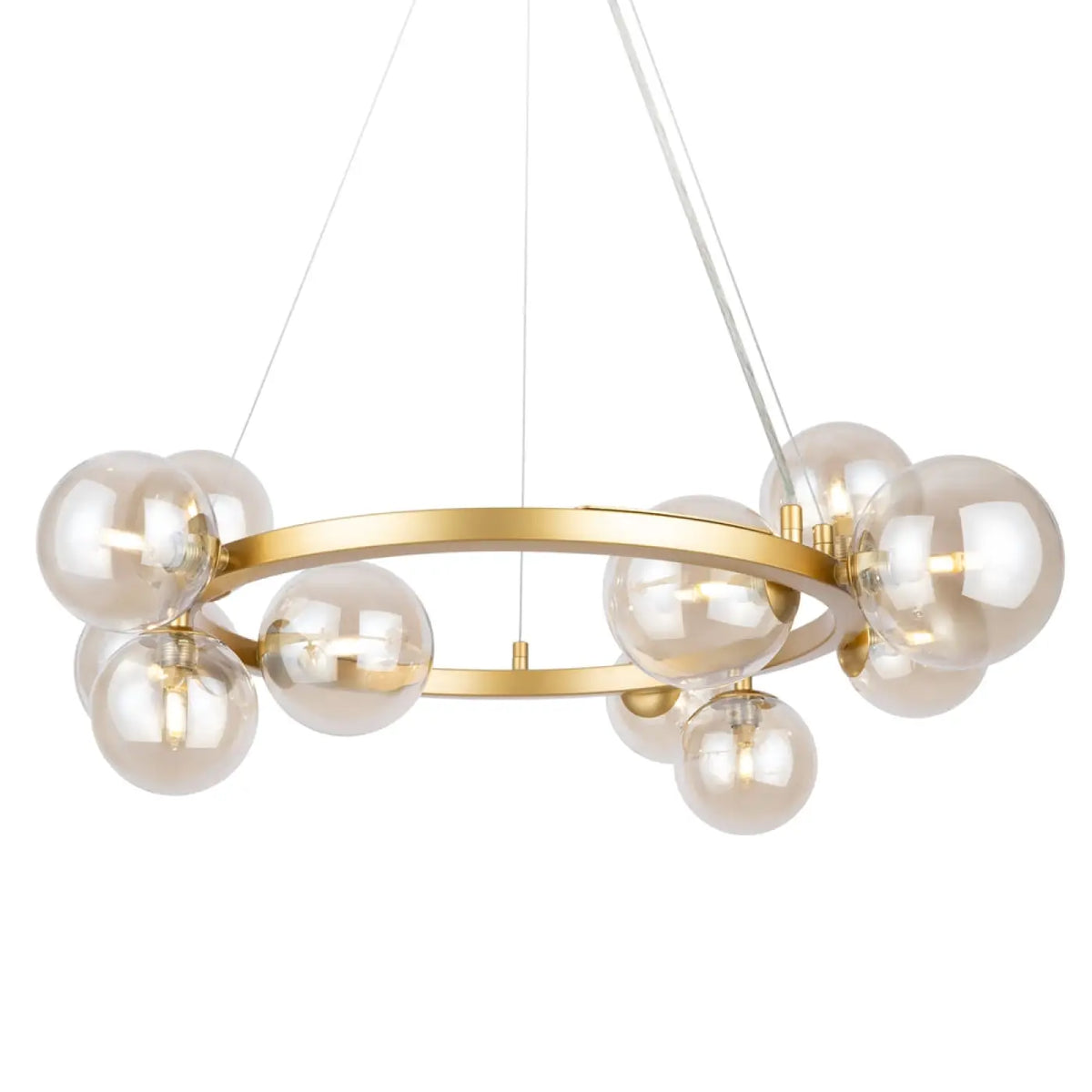 Lustre couronne à onze globes en verre, 67 cm, quatre coloris
