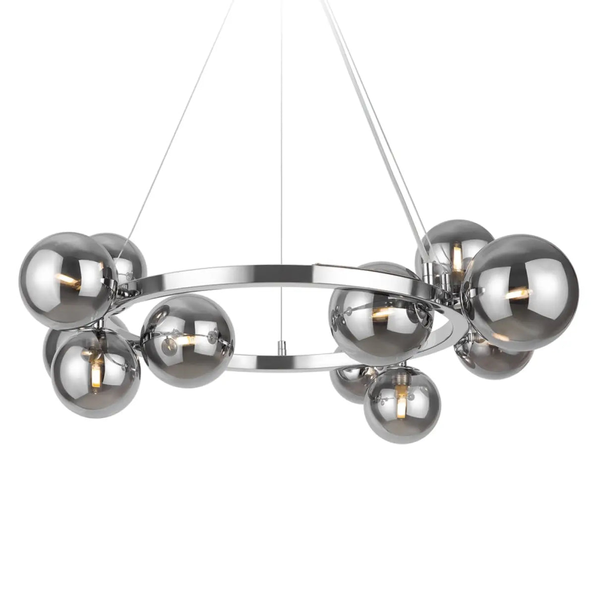 Lustre couronne à onze globes en verre, 67 cm, quatre coloris