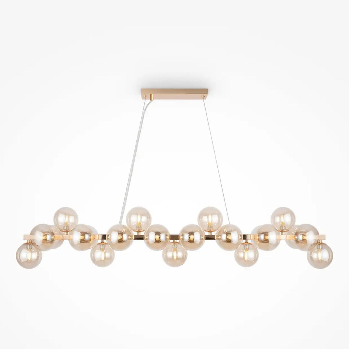 Suspension linéaire à 25 globes de verre, 123,5 cm