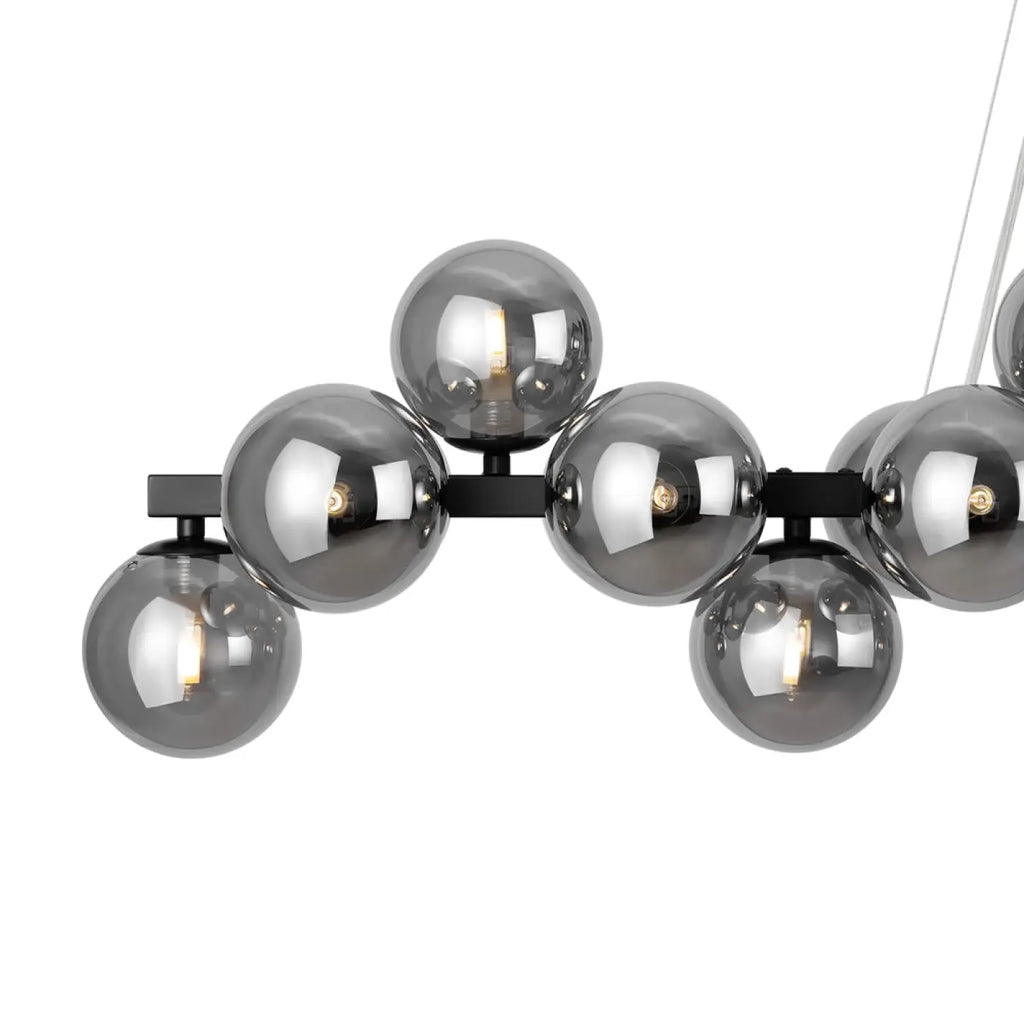 Suspension linéaire à 25 globes de verre, 123,5 cm