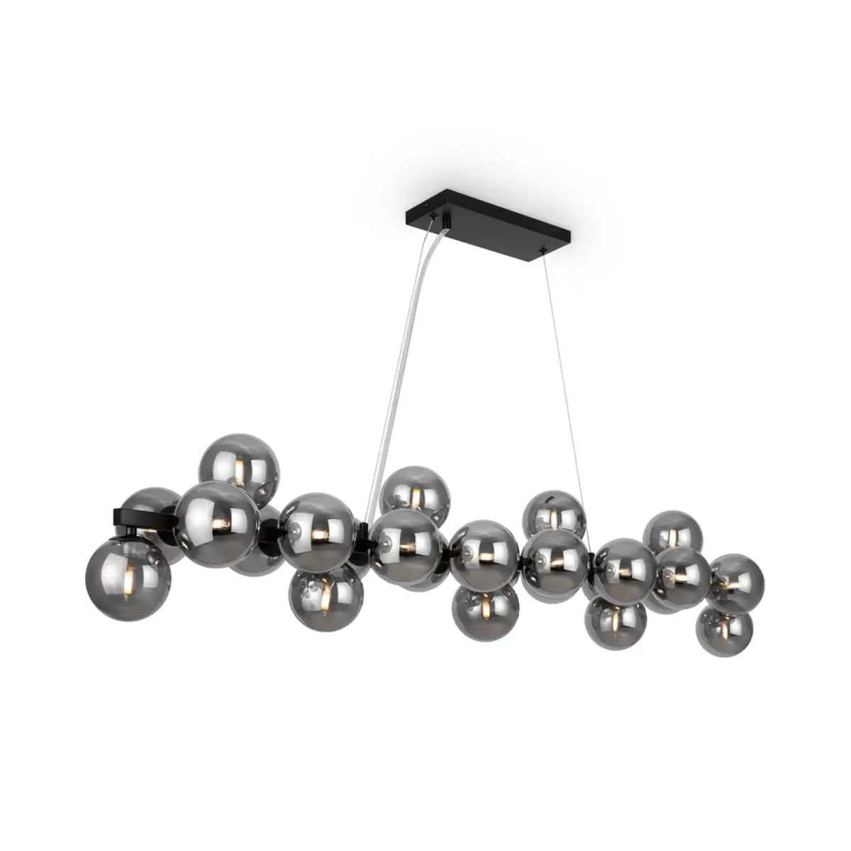 Suspension linéaire à 25 globes de verre, 123,5 cm