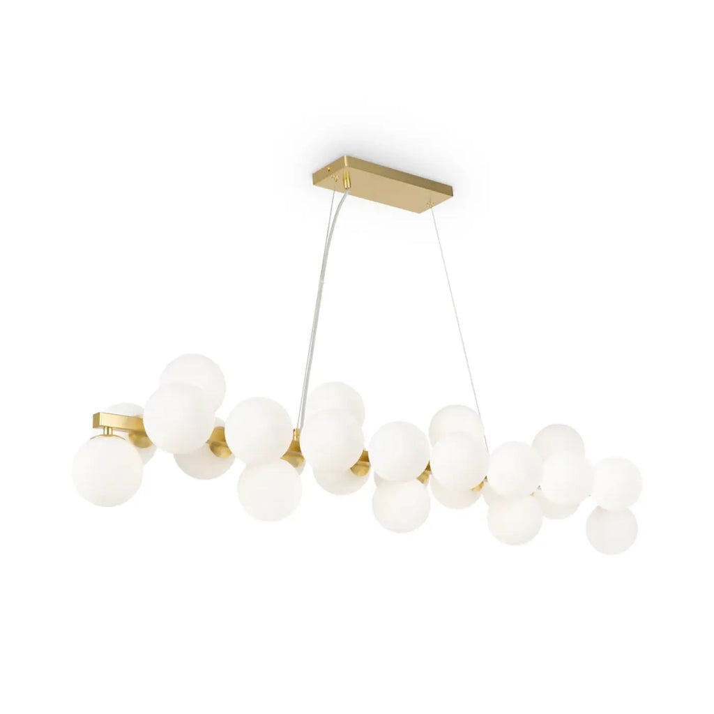 Suspension linéaire à 25 globes de verre, 123,5 cm