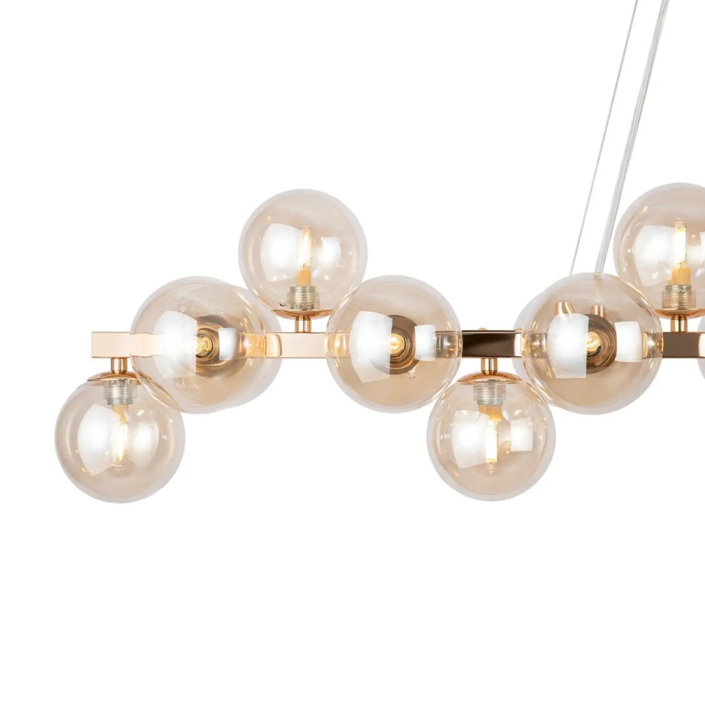 Suspension linéaire à 25 globes de verre, 123,5 cm