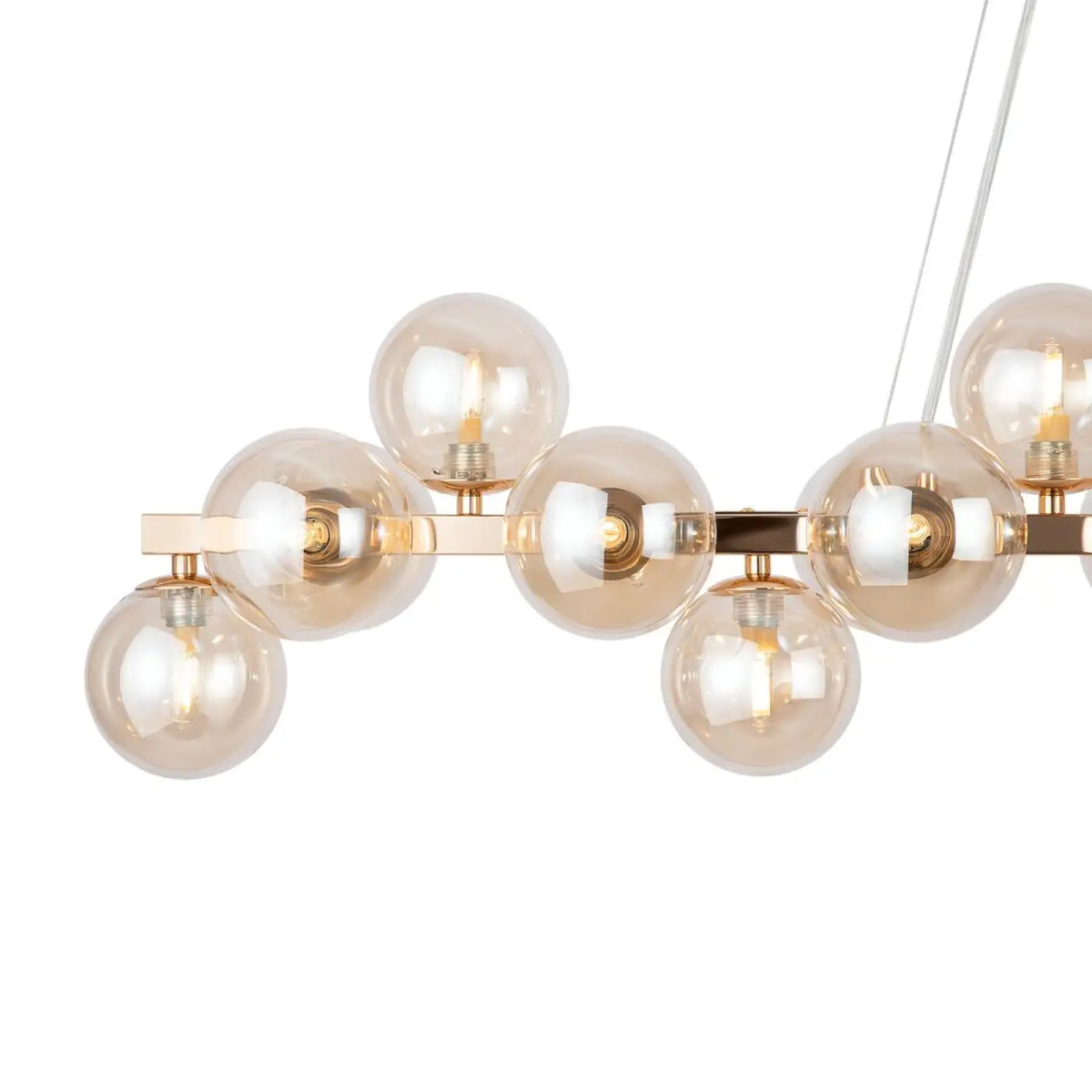 Suspension linéaire à 25 globes de verre, 123,5 cm