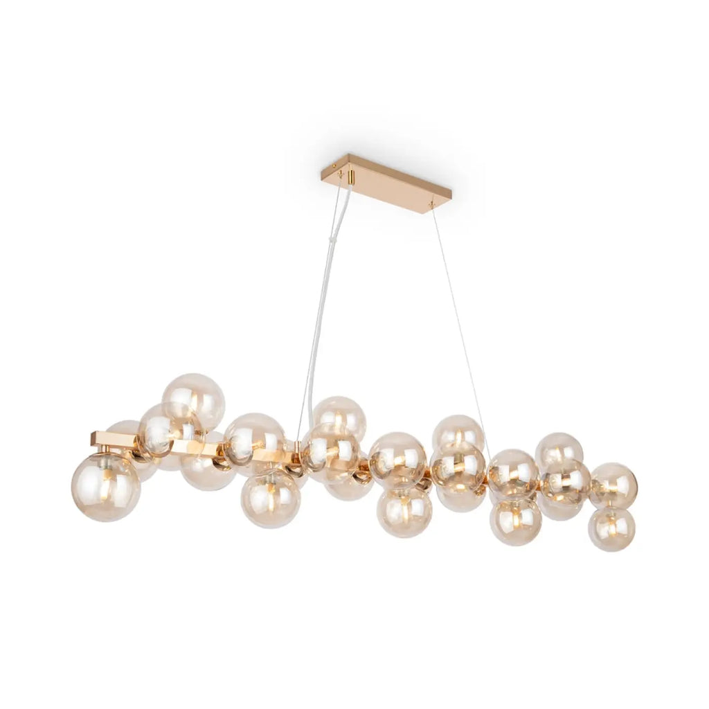 Suspension linéaire à 25 globes de verre, 123,5 cm