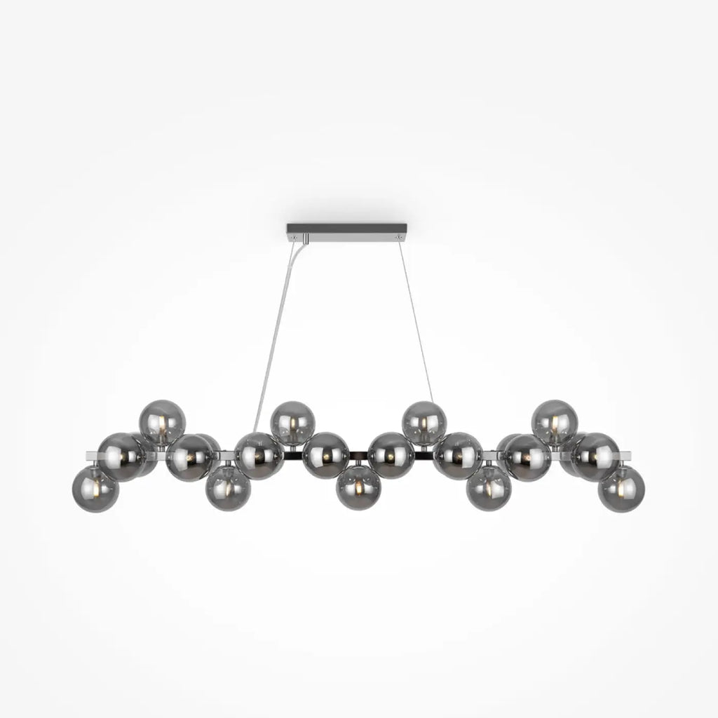 Suspension linéaire à 25 globes de verre, 123,5 cm