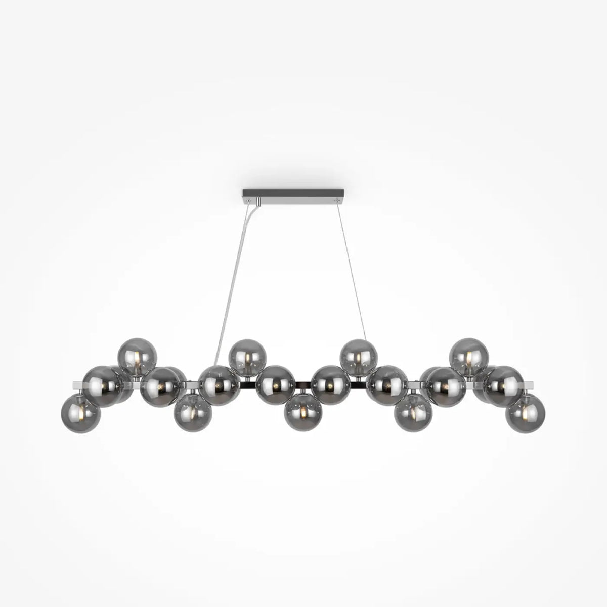 Suspension linéaire à 25 globes de verre, 123,5 cm