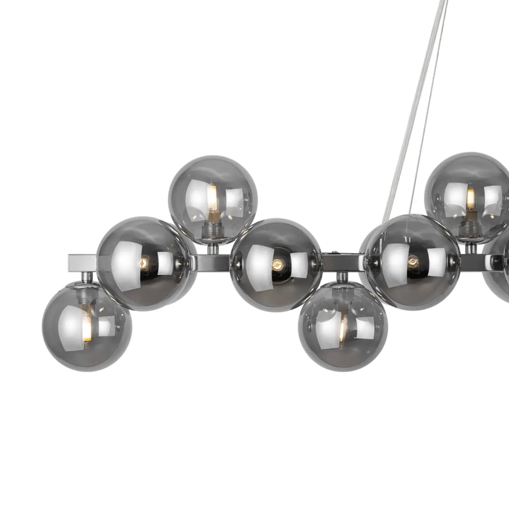 Suspension linéaire à 25 globes de verre, 123,5 cm