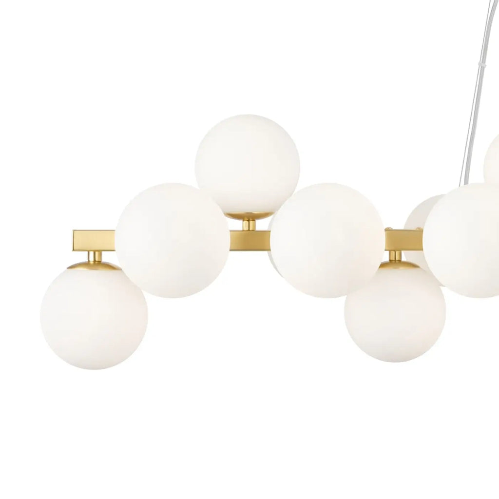 Suspension linéaire à 25 globes de verre, 123,5 cm