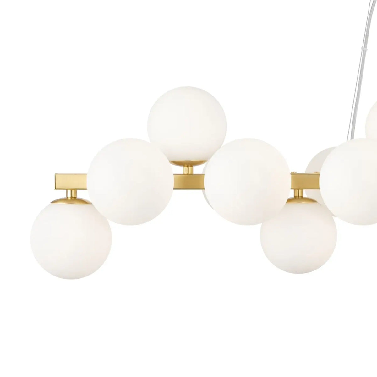 Suspension linéaire à 25 globes de verre, 123,5 cm