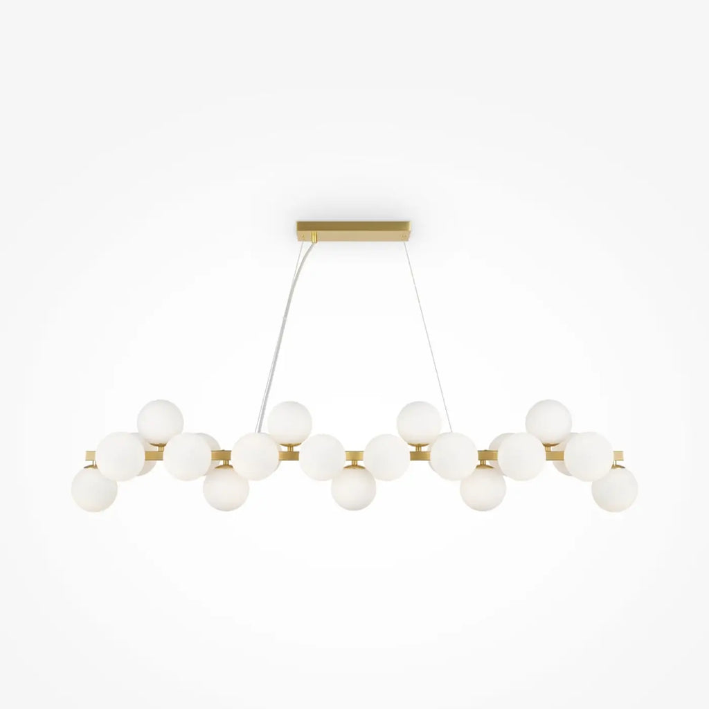 Suspension linéaire à 25 globes de verre, 123,5 cm