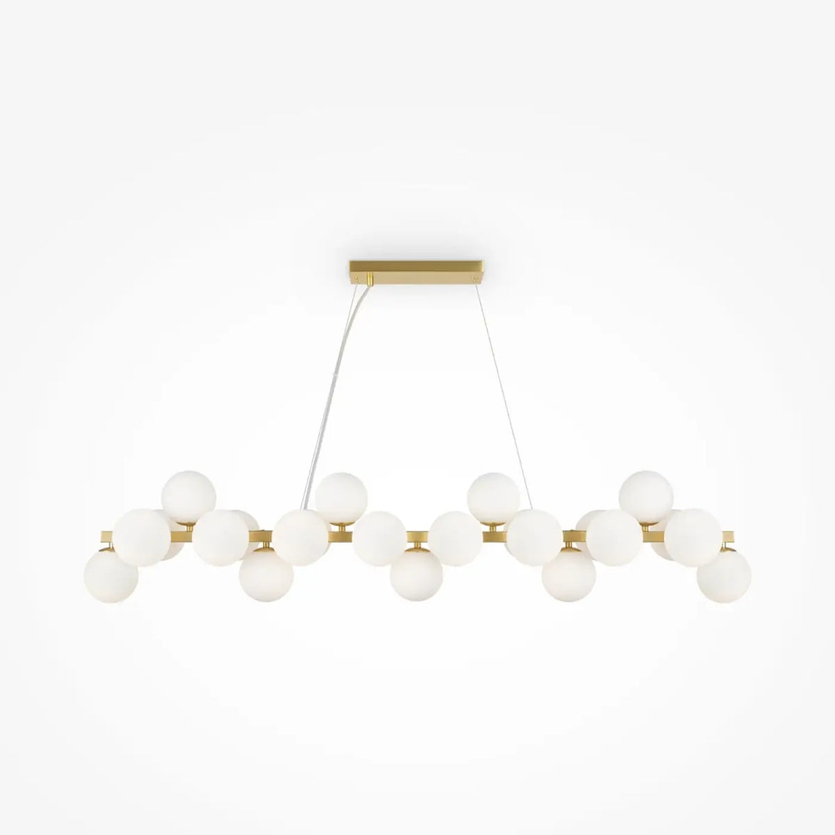 Suspension linéaire à 25 globes de verre, 123,5 cm