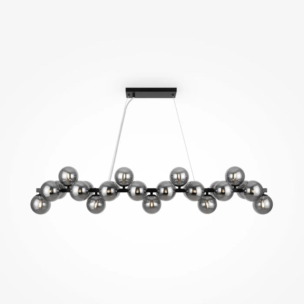 Suspension linéaire à 25 globes de verre, 123,5 cm