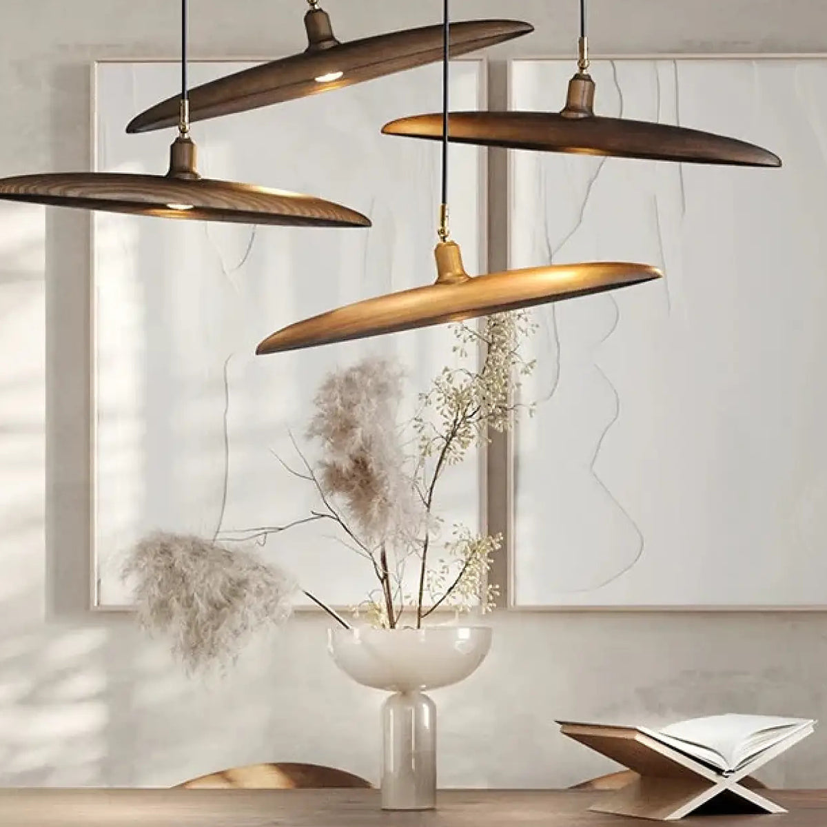 Suspension en bois zen contemporaine, tailles S à 2XL