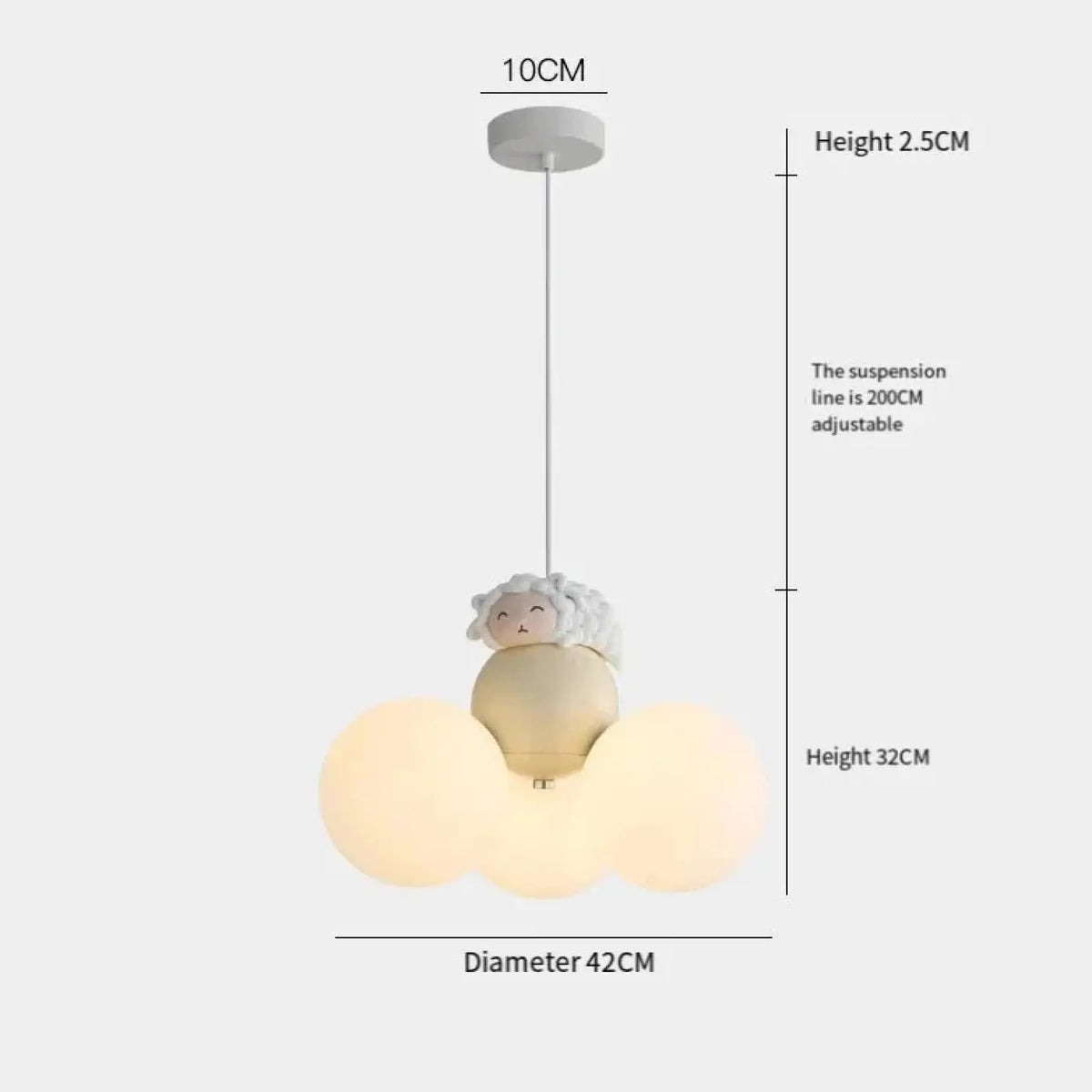 Suspension nuage pour chambre d'enfant, cinq animaux au choix, beige