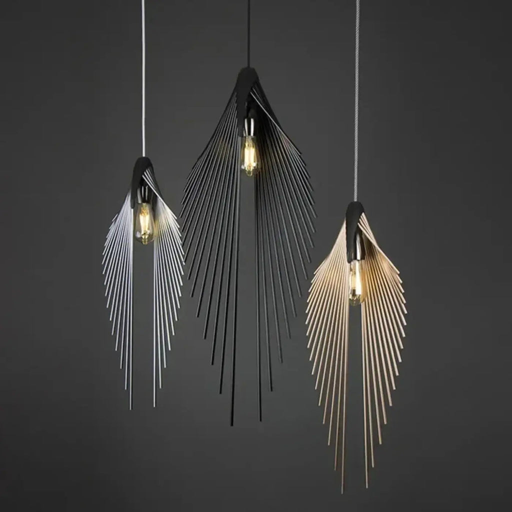 Suspension en métal à ailes, noir, blanc ou doré
